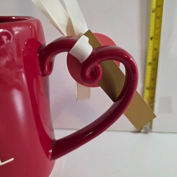 Rae Dunn Red "Love" mug with heart-shaped handle NWT - Picture 3 of 5